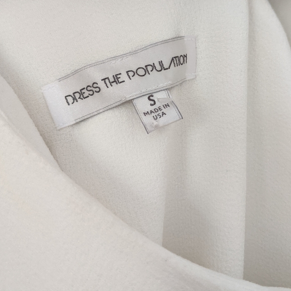 DRESS THE POPULATION Raquel White Ruffle Dress - Picture 7 of 8